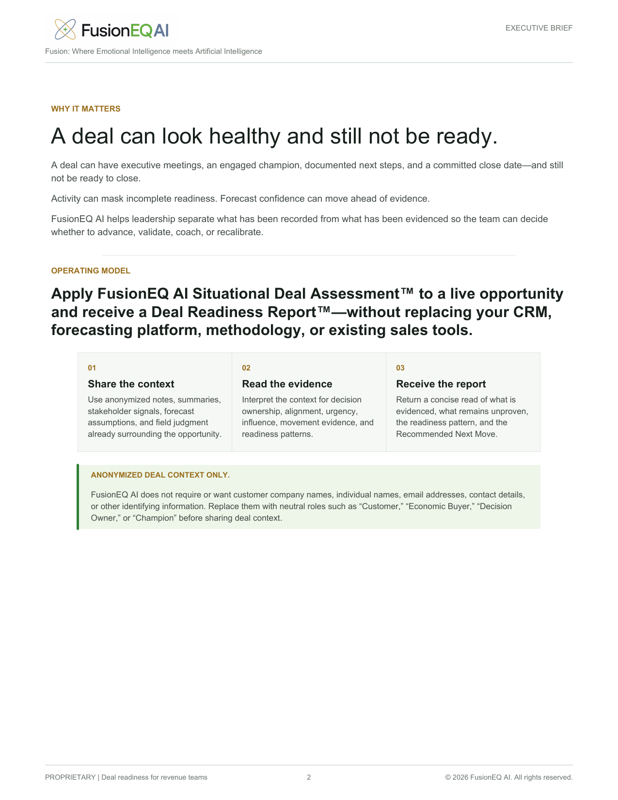 FusionEQ AI Executive Brief page 2