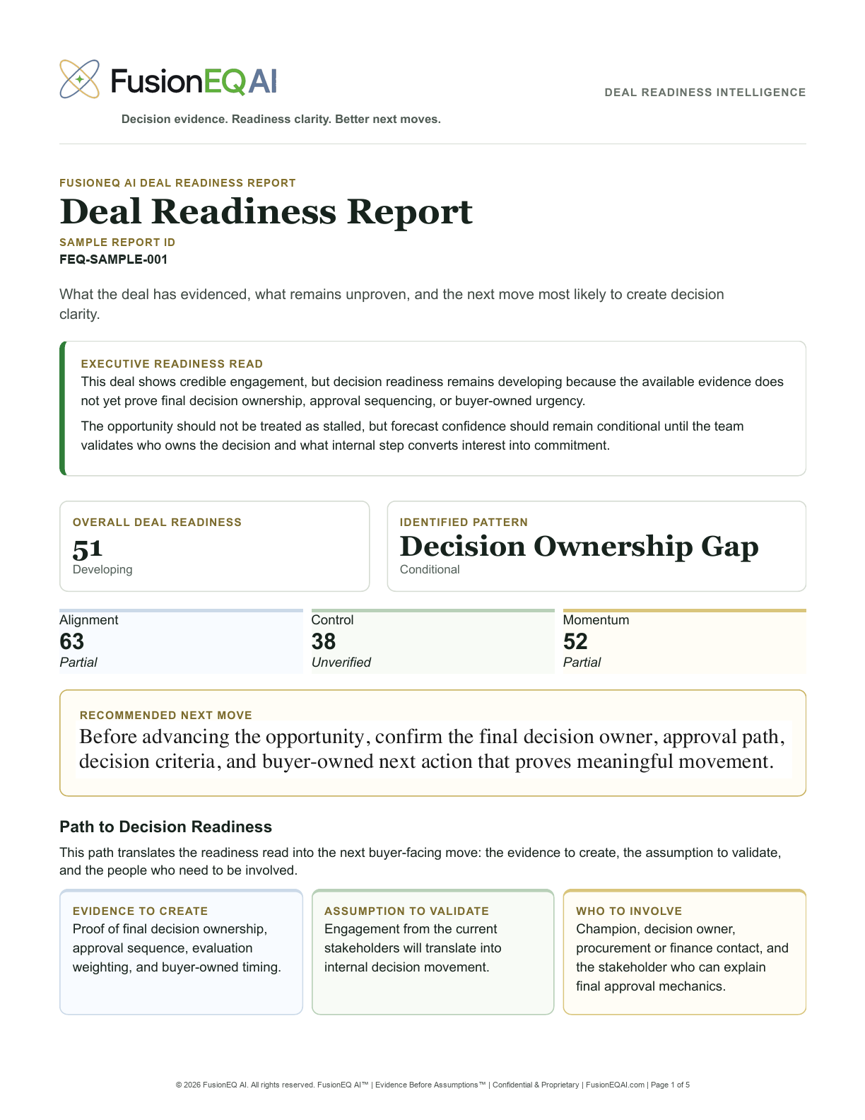 Preview of the Decision Ownership Gap Deal Readiness Report